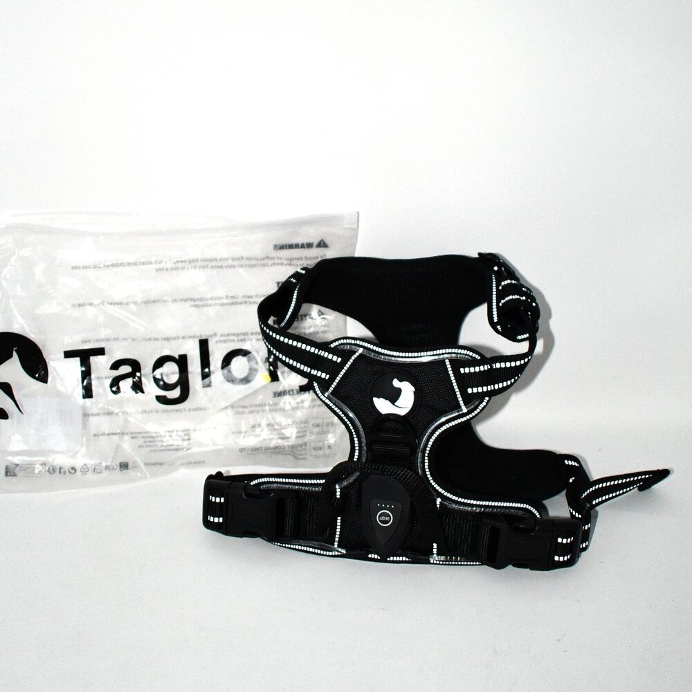 Taglory Light Up Dog Harness, Medium, Black Purple, Rechargeable LED Reflective,